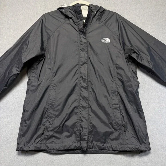 The North Face DryVent Rain Jacket Womens Black Hooded Waterproof Pit Zips Shell - Picture 1 of 12